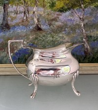 Kanne England antike Milchkanne Silberauflage Sheffield Rosebowl  Monogramm M