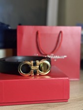 Salvatore Ferragamo Gürtel 120cm Gold  Länge Schwarz Neu Etikett Ledergürtel 