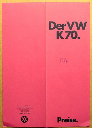 Preisliste 1 1972 - vw, 70