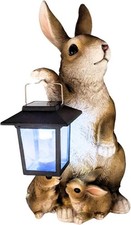 Hase Solar Laterne Statue - Gartenhase Figur mit LED Licht