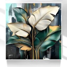 Leinwand Bild Blätter Natur Gemälde Abstrakt Wandbilder XXL Wohnzimmer Deko 6530