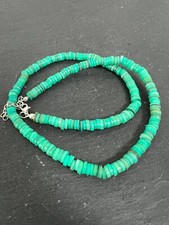 Perlmutt smaragdgrün Scheiben Collier Kette Länge 50+5 cm ! 6-7 mm ! 31