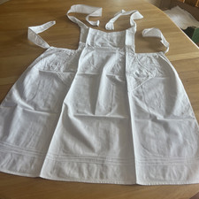 Antike Schürze Küchenschürze Baumwolle 86 cm lang weiß