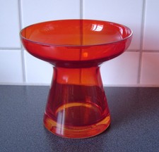 Vintage Glasvase Weithalsvase Vase kräftiges ROT Höhe 13cm Handarbeit Glaskunst