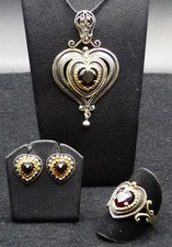 Herz Granat Set: 835 Silber