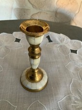 Messing Kerzenständer Kerzenleuchter Kandelaber mit Perlmutt Höhe 13 cm