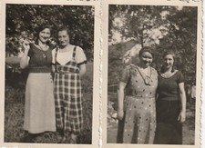 2 x Foto Hübsche Frauen in Mode Momentaufnahme 40er Jahre