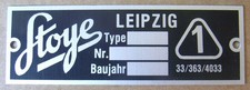 Typenschild Stoye Leipzig Seitenwagen Beiwagen