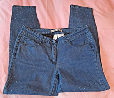 141 - Ashley Brooke Damen-Jeans blau Gr. 21 (42) mit Glitzer und Schmuckknopf