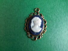 ältere Gemme Kamee Porträt Ketten-Anhänger Antikschmuck Schmuck dunkelblau