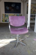 Vintage Friseurstuhl mit Leder handbezogen, Designer-Einzelstück!