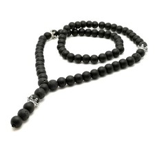 Perlenkette Schwarz Onyx Lava