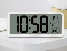 XL - Digitale Wanduhr - LED Wand/Tisch Uhr, Timer & Wecker, weiss