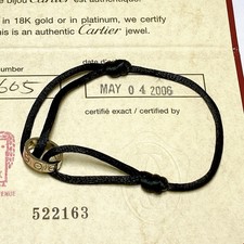 Cartier Armband Love Charity 750 18K Weißgold schwarz Baumwollkordel mit Zertifikat