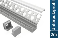 Led Alu Profil 2 m UW Set Strip / Streifen 10 mm breit | Abdeckung mattiert