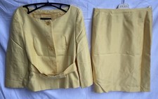 Escada Anzug Damen Kostüm Set Zweiteiler Gr. EU 36 Seide Cupro gelb