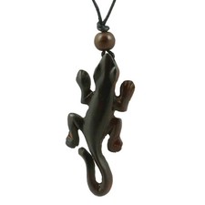 Gecko Kette Holz Anhänger