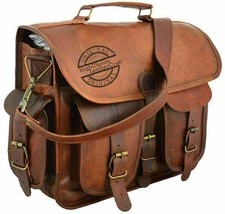 Ziegenleder Tasche Laptop Braun Echt Vintage Herren Messenger Satchel Echte Neu