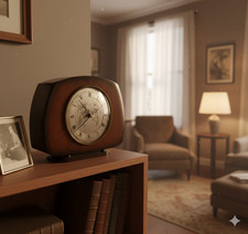 Vintage Smiths Tempora Mahagoni 8 Tage schwebende Unruh markante Kaminuhr. 60er Jahre