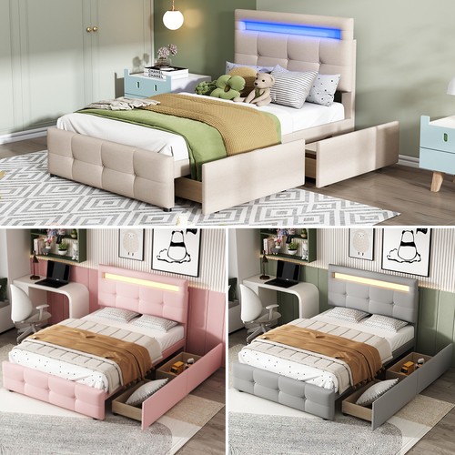 Polsterbett mit led leuchten - polsterbett, 2