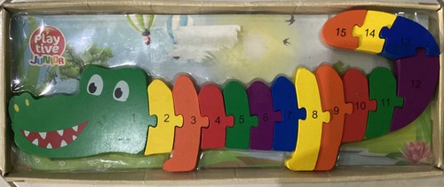 Zahlenpuzzle krokodil aus holz - zahlenpuzzle,