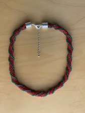 💥 schöne Halskette / Perlenkette / Modeschmuck / rot grün / Handarbeit 💥