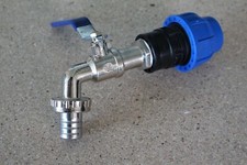 IBC Wassertank Verbinden mit PE Rohr 25mm oder 32mm mit Kugelauslaufhahn 3/4"