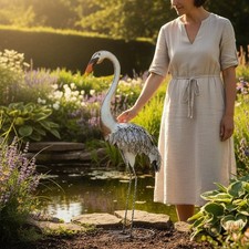 Kranich Gartenfigur Metall