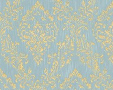 Textiltapete Barock Floral hellblau gold Metallic Silk 30659-5 (13,60€/1qm)