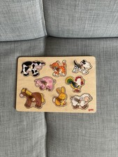 Goki Steckpuzzle Bauernhof Tiere, Greifpuzzle, Holzpuzzle