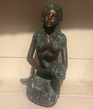 Wasserspieler Messing Meerjungfrau mit Fisch