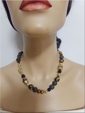 Neu elegantes Collier Metall Achat Fimo Glas Onyx Handmade Unikat