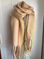 Schal, ZARA, Winterschal, beige, Fransen, weiches Material, unisex, 30 x 200 cm
