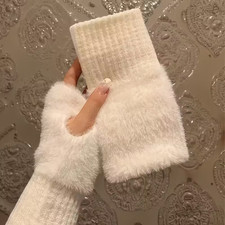 Fingerlose Plüsch-Handschuhe