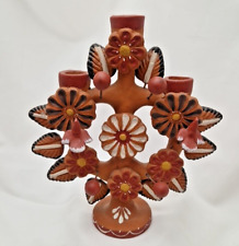 Kerzenständer Keramik getöpfert Baum Des Lebens Mexiko Vintage Kerzenhalter 24cm