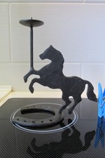 Kerzenständer Pferd 18x20x9 Eisen schwarz Hufeisen Handarbeit