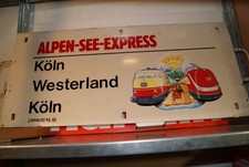 Zuglaufschild: ALPEN - SEE - EXPRESS KÖLN - WESTERLAND TOP