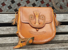 70er Vintage 80er Hippie Boho Fransen Nieten Leder Schultertasche Saddle Bag