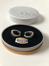 Ohrringe Silber 925 Fossil Creolen mit Schmuckdose