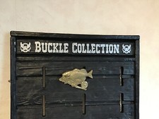 VINTAGE Antik 1979 Forellenfisch + Angelrute Solid Brass Original Baron Buckle