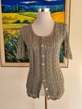 Strickjacke Gr. 36 S Damen LANA GROSSA selbstgestrickt Bambus oliv Handarbeit