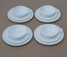 4x ASA SELECTION A Table Weiß Bone China - Teetasse + Untertasse + Kuchenteller