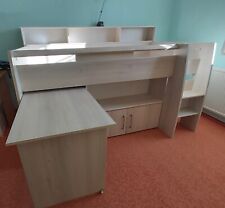 Hochbett mit Schreibtisch & Kommode 90 x 200 cm, Akazie