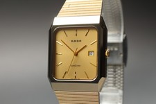 [Near MINT] Vintage RADO DIASTAR 129.9540.3 Gold Dial Square Quartz Herrenuhr