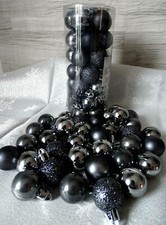 35 kleine Weihnachtskugeln-anthrazit-Glitter-Baumschmuck-Mini Kugeln-ca. 2,5 cm*