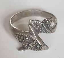 Vintage Delfin Ring mit Markasiten aus 925er Silber  Größe 51 (16,2 mm Ø)