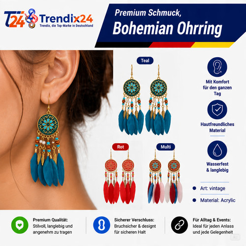 Boho feder ohrringe damen - feder,
