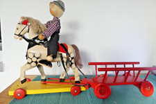 altes Pferd mit Reiter und Wägelchen Zustand guP1950 er Jahre