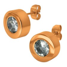Edelstahl Ohrringe Ohrstecker mit Strass Stein rund silber gold rosegold Damen