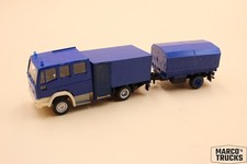 Rietze u.a. Iveco Cargo Doppelkabine Anhänger blau wie THW Eigenbau 1:87 /U299